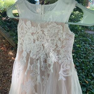 David’s Bridal 4T champagne ivory flower girl dress